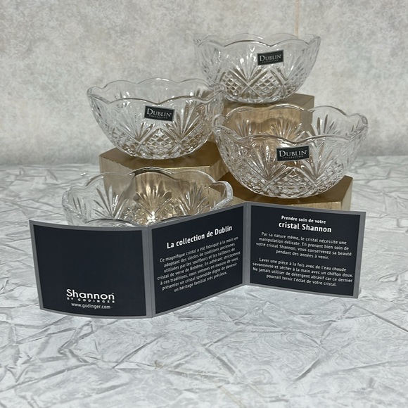 Crystal dessert bowls set of 4  Shannon by Godinger NEW IN BOX - Picture 6 of 9